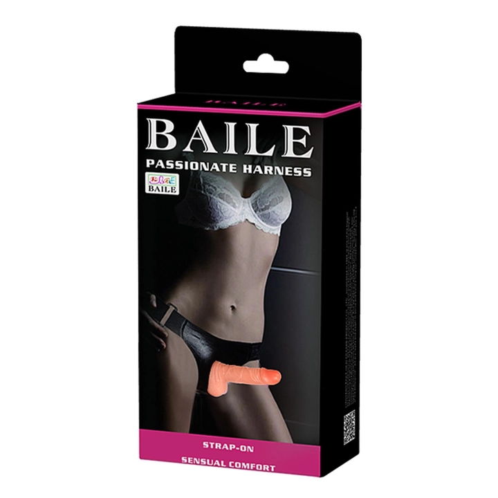 Dildo strap-on BAILE Passionate Harness — realistyczna główka, TPR, wodoodporny
