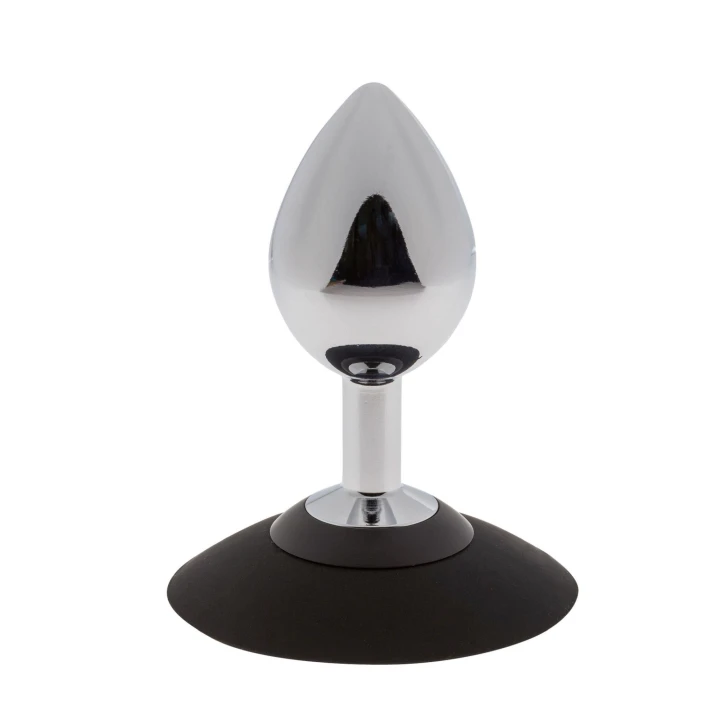 Korek analny Alu-Plug MALESATION, średni, z przyssawką, stalowy chromowany