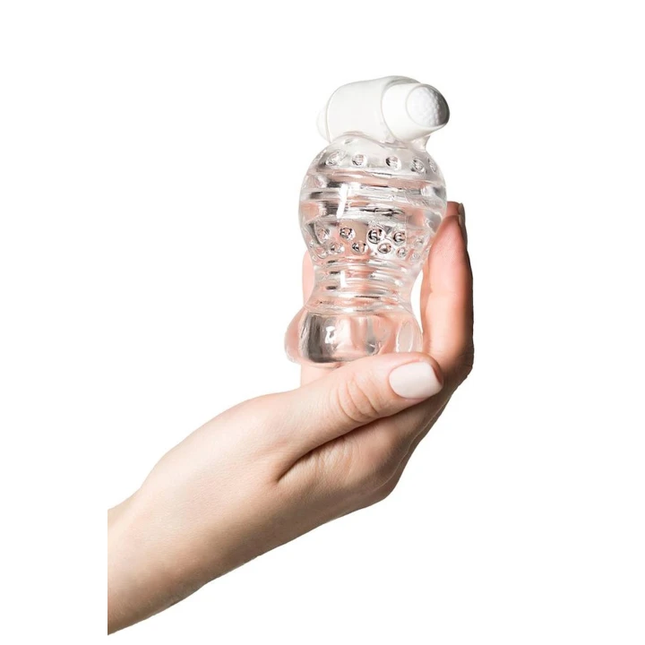 Masażer Lingam Shakti, 9 cm, TPE, przezroczysty, z funkcją wibracji