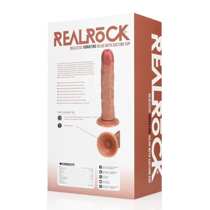 Dildo RealRock® - Wibrujący, 20,5 cm, Naturalna struktura, Przyssawka