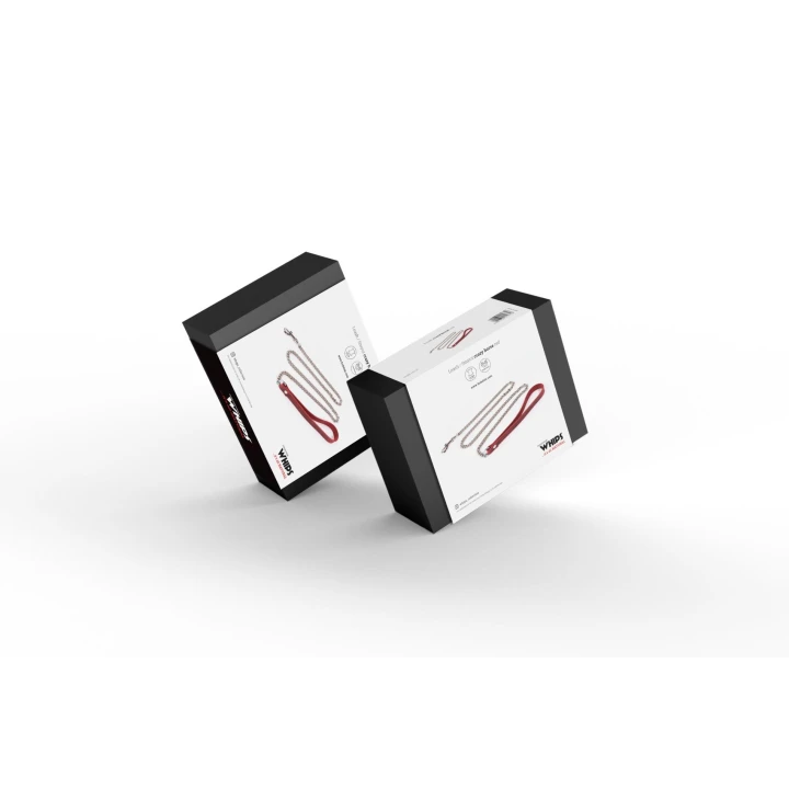 Smycz BDSM Crazy Horse - Skóra naturalna, metalowe detale, intensywna czerwień