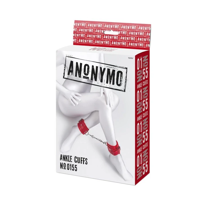 Kajdanki erotyczne Anonymo, skóra naturalna, welurowe wyściełanie, 27 cm
