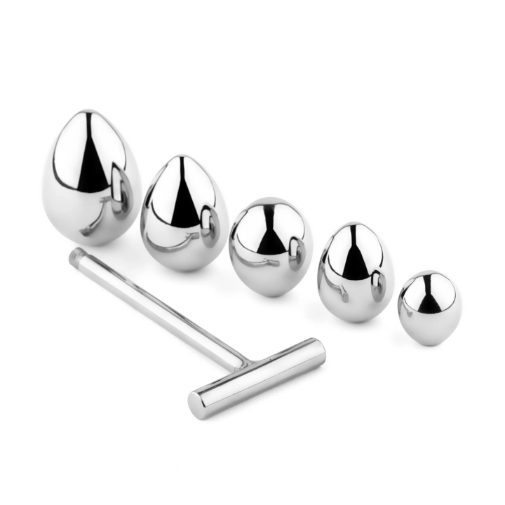 Korek analny metalowy – seria NO.3, stal nierdzewna, 5 wymiennych końcówek, długość 16,5 cm