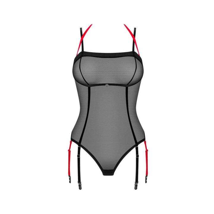 Body OBSESSIVE Glandez XL/2XL, regulowane ramiączka, czarne z aksamitu