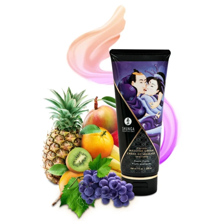 Krem do masażu Shunga Exotic Fruits, wegańska formuła, 200 ml, aromatyczny smak owoców