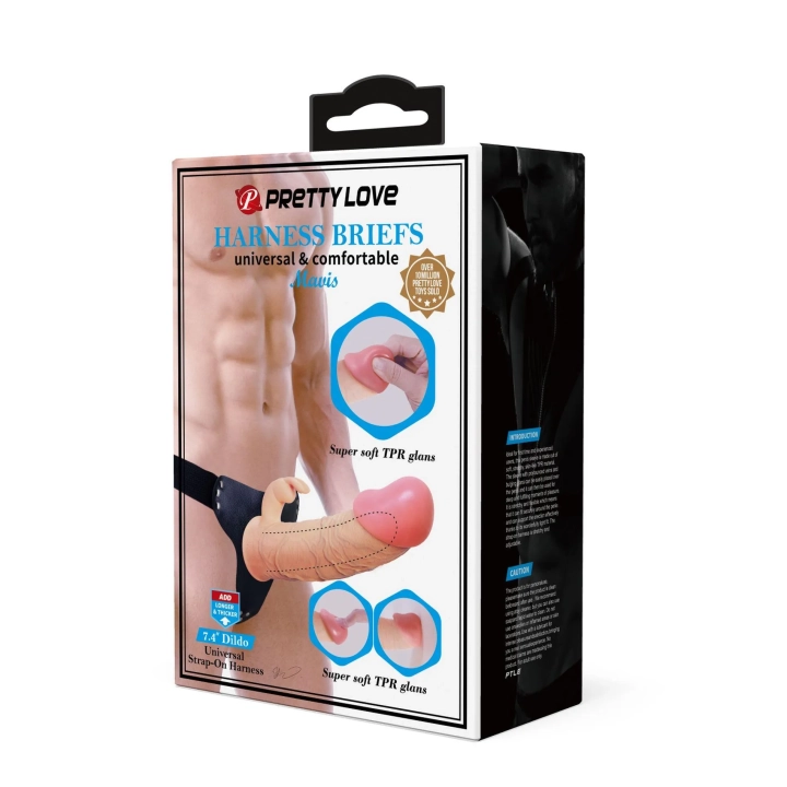 Dildo TPR PRETTY LOVE - Mavis, uniwersalny strap-on, wodoodporny, realistyczna tekstura