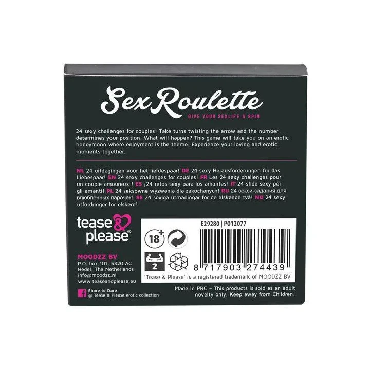 Gra erotyczna – Sex Roulette Tease and Please, 24 wyzwania, 10 języków