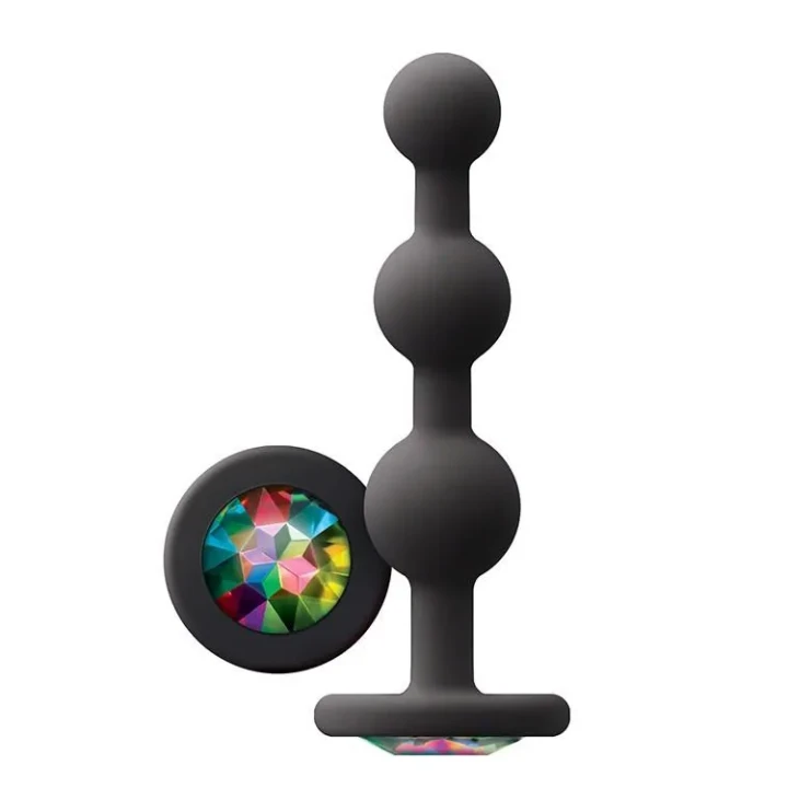 Progresywne kulki analne z tęczowym kryształkiem, Glams Ripple, długość 11,4 cm