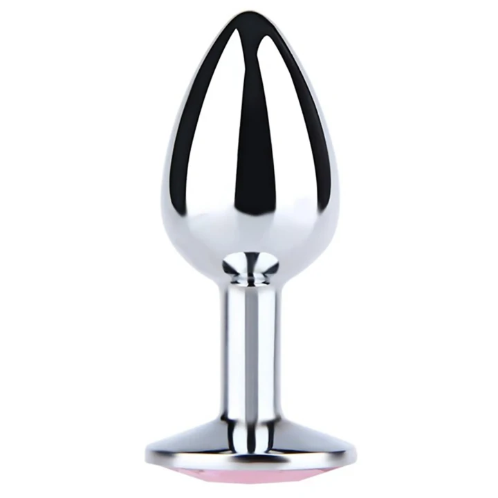 Butt Plug Srebrny Mały z Niebieskim Diamentem, 7 cm długości, 2,8 cm szerokości