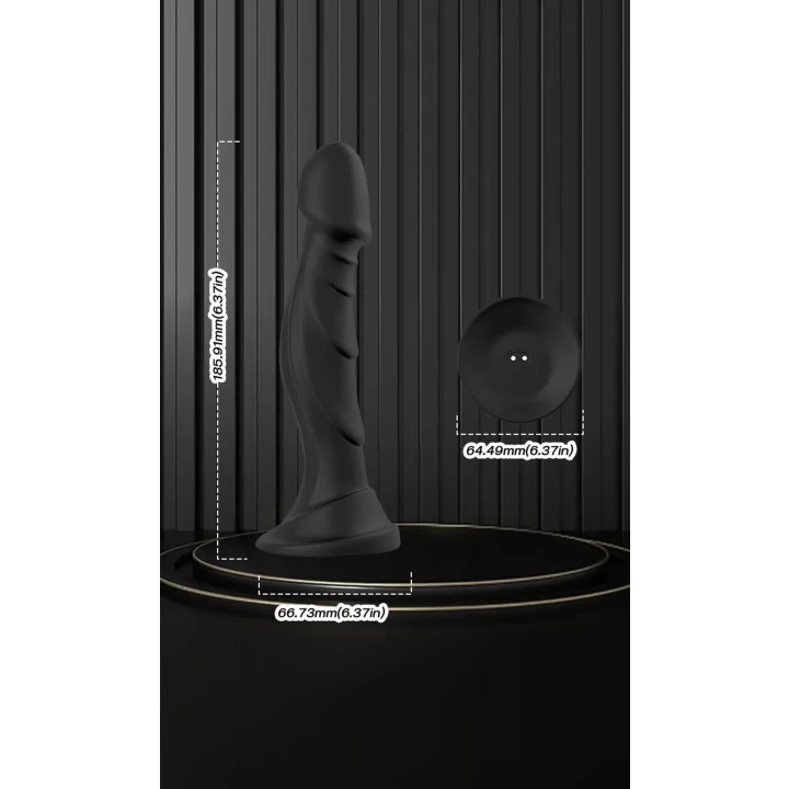 Dildo Optimus Black, 18,5 cm, 9 funkcji wibracji, zdalne sterowanie