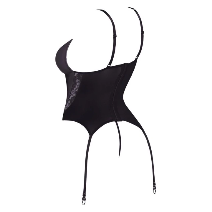 Koszulka erotyczna COTTELLI LINGERIE z koronką, w zestawie stringi, czerwono-czarna, XL