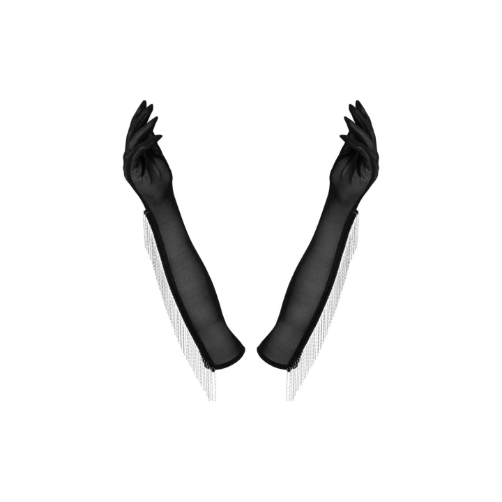 Rękawiczki erotyczne OBSESSIVE Milladis XL/2XL, siateczka, koraliki, elastyczna tkanina