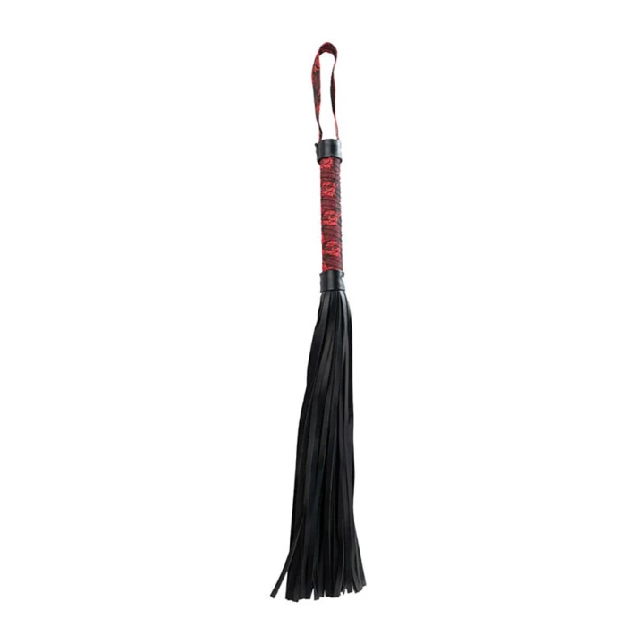 Flogger BDSM - Czerwono-czarny, skóra PU, długość 44 cm, kontrola intensywności
