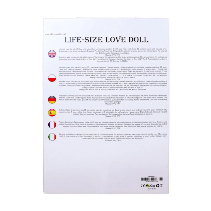 Lalka miłości DENNIS 3D - Wibrująca, 160 cm, naturalne włosy