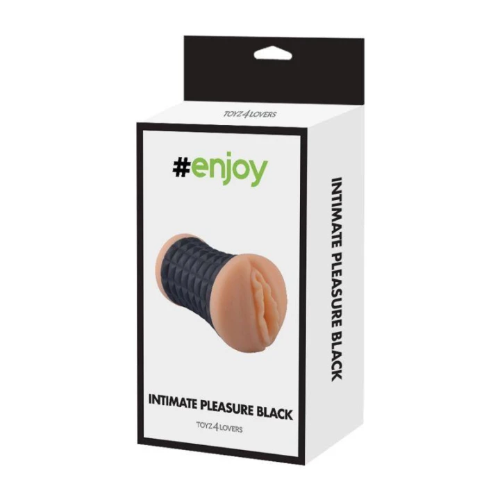 Masturbator - Doppio, 15 cm długości, symulacja pochwy i odbytu, czarny silikon