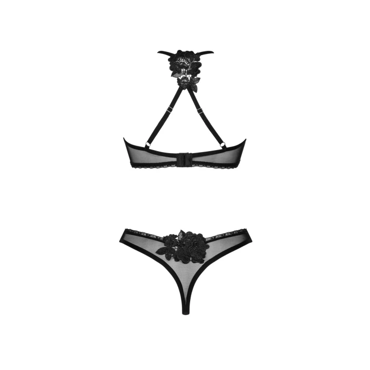 Bielizna regulowana Latinesa, OBSESSIVE, 2-częściowa, czarna, transparentna, M/L