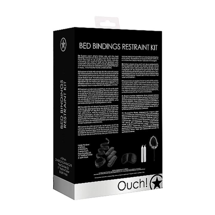 Zestaw do pętania ruchów - profesjonalne mankiety + satynowa maska + akcesoria