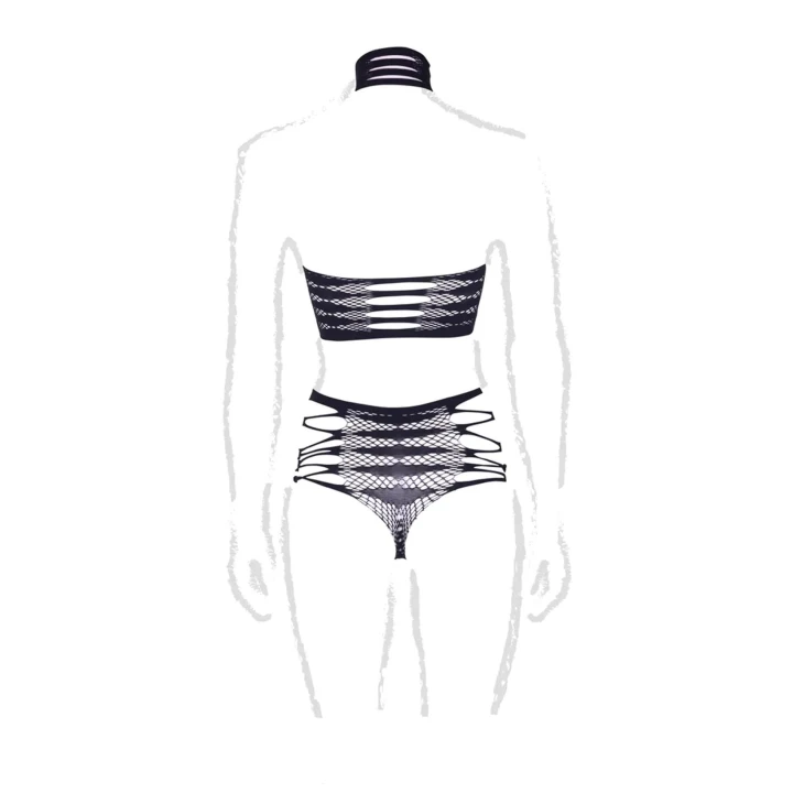 Dwuczęściowy komplet erotyczny LE DESIRE - Turtleneck, Crop Top, Pantie, XL-XXXL