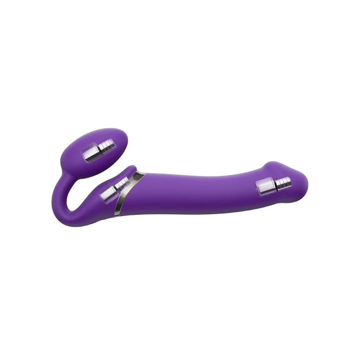 Wibrator Strap-on M - Purpurowy, Silikonowy, Wodoodporny, Zdalne Sterowanie, 3 Tryby