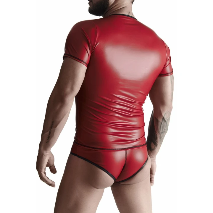 T-shirt męski REGNES FETISH PLANET, wetlook, elastyczny materiał, klasyczny dekolt