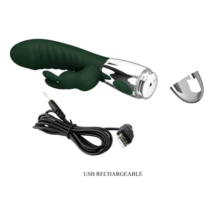 Wibrator króliczek Pretty Love BW-500071DC, silikonowy, 30 trybów, dualny silnik, 19,8 cm