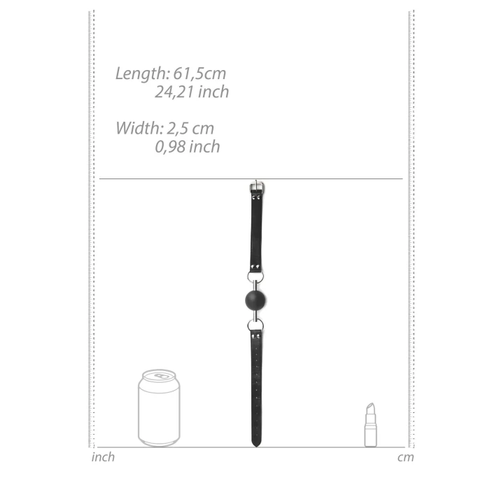 Knebel typu ball gag Ouch! - skórzane taśmy, regulacja rozmiaru, uniwersalny rozmiar