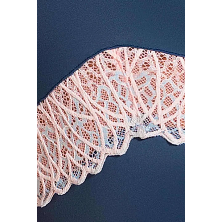 Gorset koronkowy CASMIR Selina - granatowy, regulowane ramiączka, stringi w zestawie