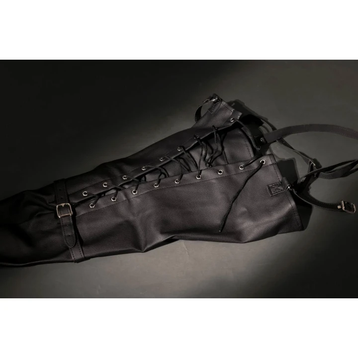 Opaska na ramię - skóra PU, regulowane sznurówki, D-ring - czarna