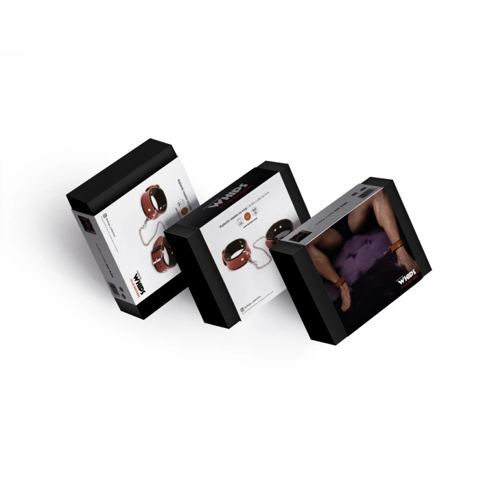 Kajdanki na nogi Kajdanki-WHIPS, skórzane koniakowe, regulowane, szerokość 4cm