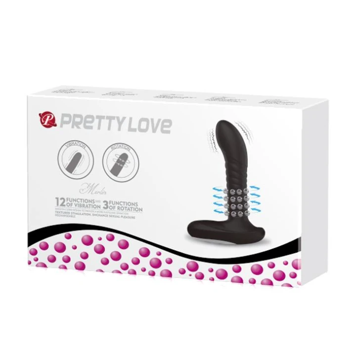 Masażer prostaty PRETTY LOVE - 15,9 cm, silikon, 12 wibracji, 3 rotacje