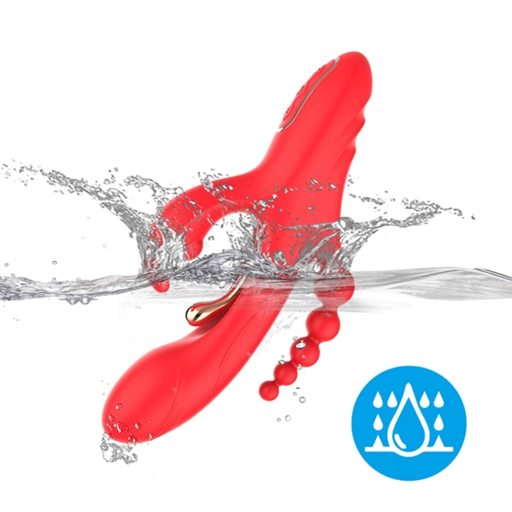 Wibrator typu króliczek Trident Red, 4-punktowa stymulacja, 9 trybów wibracji