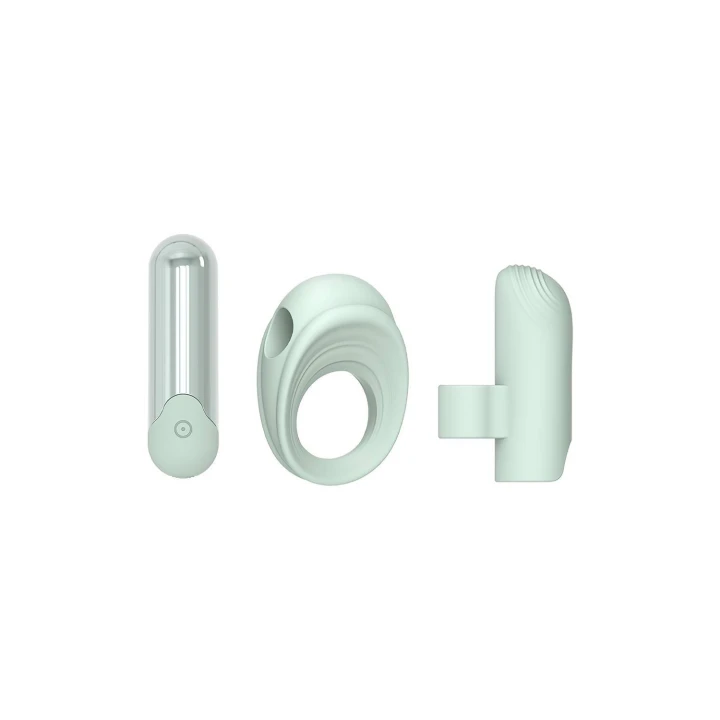 Wibrator Glam 3-w-1, silikonowy, wodoodporny, pierścień erekcyjny, nasadka na palec