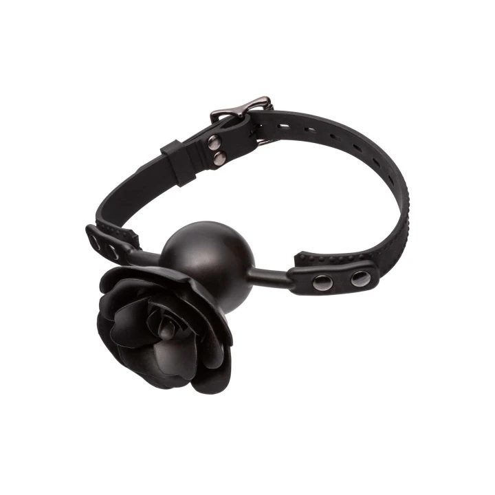 Knebel kulkowy z różą Forbidden - silikon, wodoodporny, regulowany z klamrą