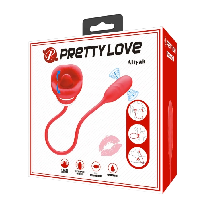 Wibrator podwójnej stymulacji PRETTY LOVE - Aliyah, silikon, 5 trybów lizania i pulsacji