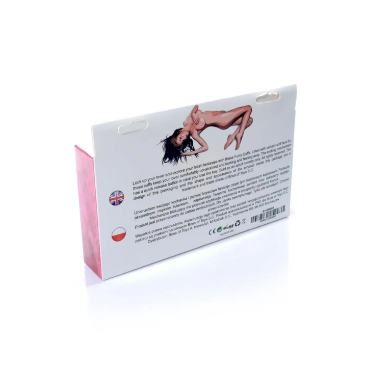 Kajdanki metalowe B - Furry Cuffs z regulacją, aksamitne, 7 cm średnicy