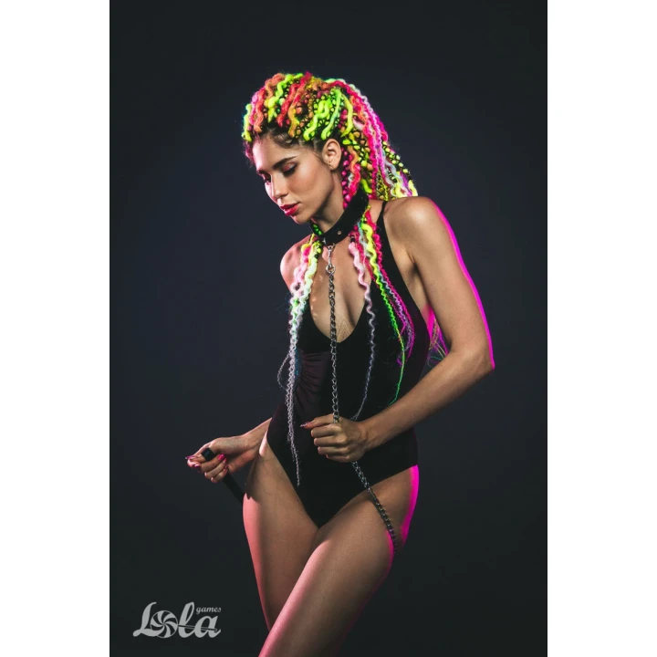 Kołnierz BDSM Lola Games Party Twardy, PVC, regulowany, czarny, 53,8 cm