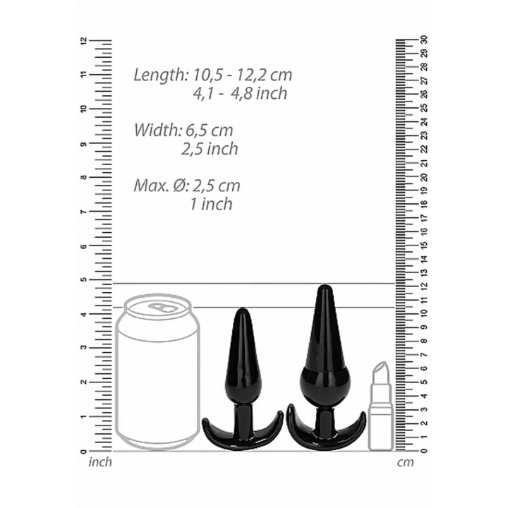 Zatyczki analne SONO NO. 80 - Zestaw 4 szt. - Wodoodporne, TPE, ergonomiczne uchwyty