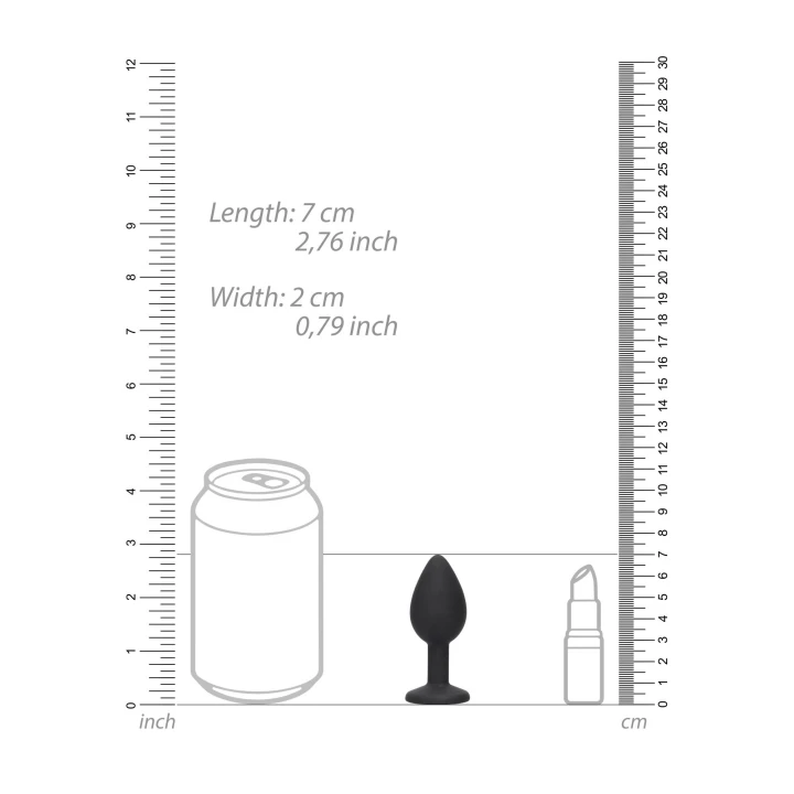 Korek analny silikonowy z wymiennym diamentem, elastyczna szyjka, 7,3 cm