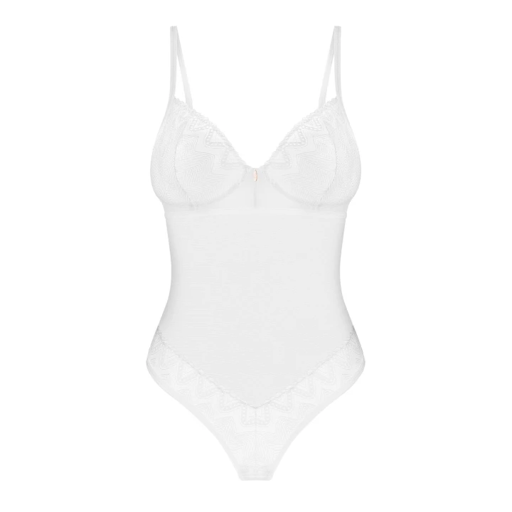 Body Alissium, M/L - białe, fiszbiny, regulowane ramiączka, elegancki design