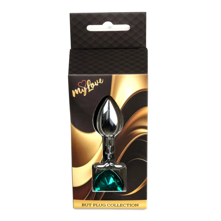 Korek analny (biżuteria) MyLove Toys – stal nierdzewna, zielony kamień, 2,7 cm średnicy