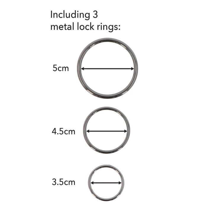 Strap-On Classic INFERNO - regulowane paski, 3 wymienne pierścienie, PU skóry