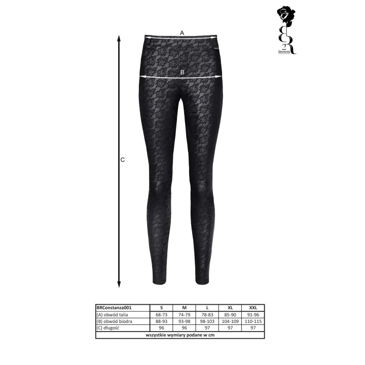 Legginsy wetlook DEMONIQ Kolekcja Silver Touch BRConstanza001, czarne, XXL, z kieszeniami