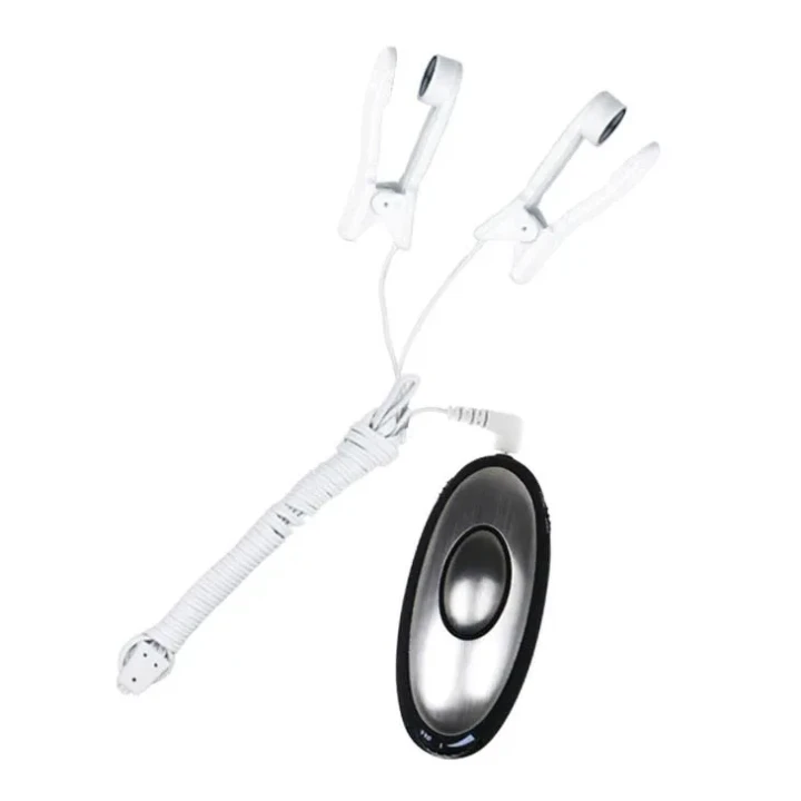 Zestaw elektrostymulacji do sutków BAILE - ręczny zasilacz, zaciski, różne tryby pulsacji