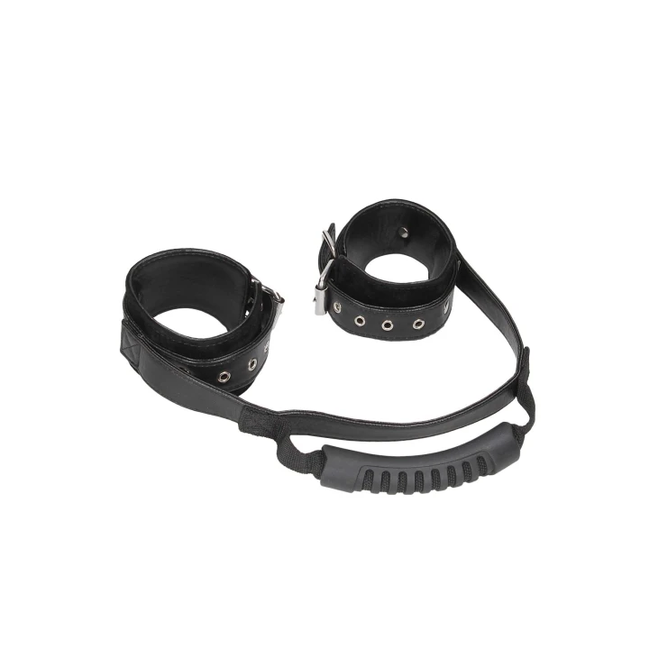 Kajdanki skórzane z uchwytem, wytrzymałe, komfortowe, idealne do zabaw BDSM