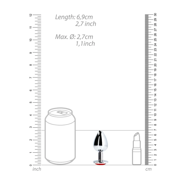 Zatyczka analna Ouch! - Mała z metalowym wykończeniem, wodoodporna, z klejnotami