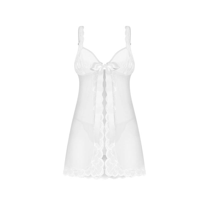 Babydoll OBSESSIVE z fiszbinami, regulowanymi ramiączkami i stringami, L/XL