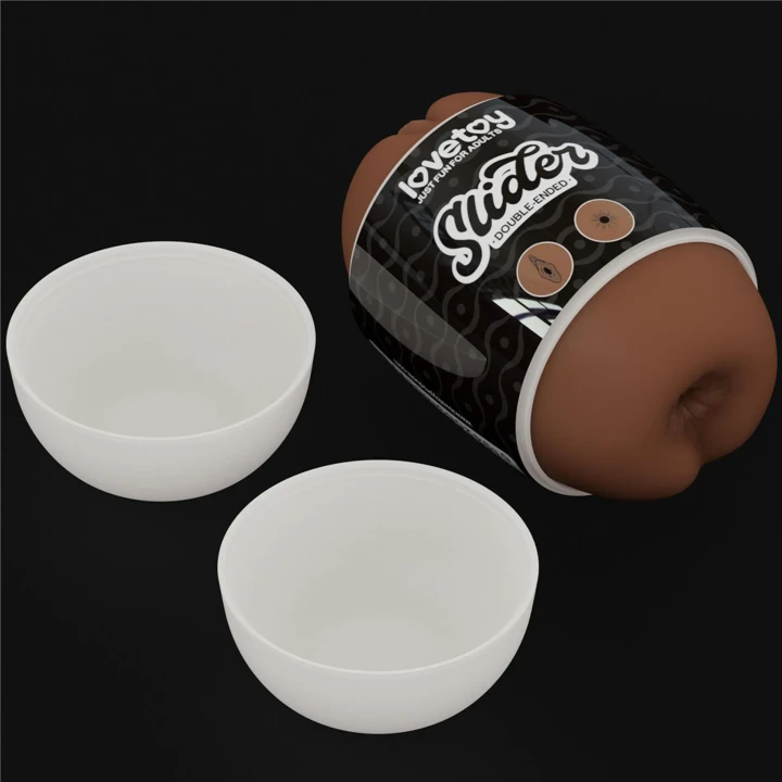 Masturbator dwustronny TPE, 62 mm x 103 mm, realistyczna pochwa i anus