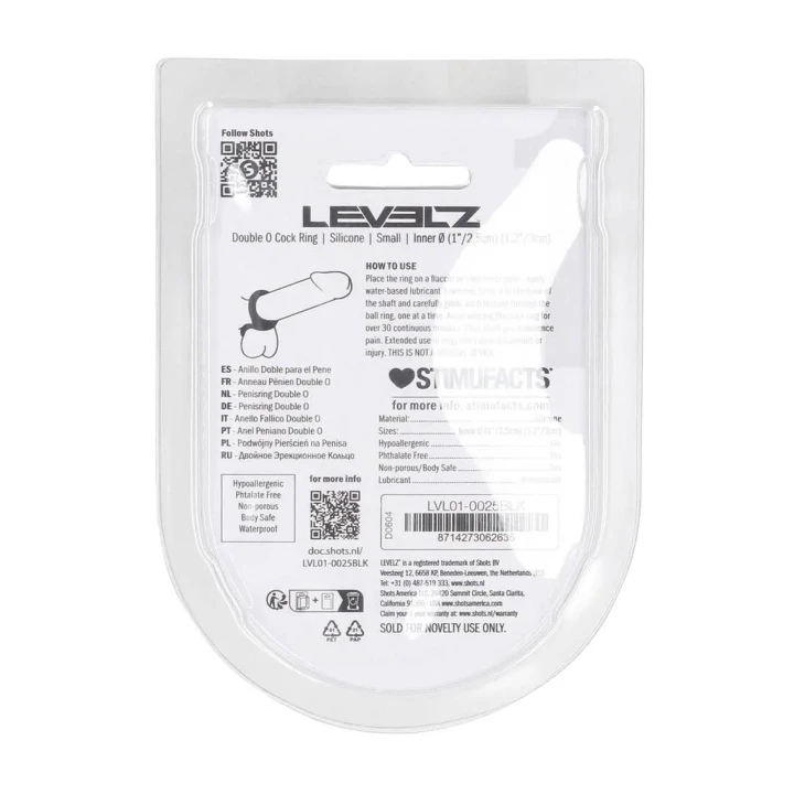 Opaska erekcyjna podwójna LEVELZ - Silikon, S, 2,5cm wewnętrzna, 3cm zewnętrzna