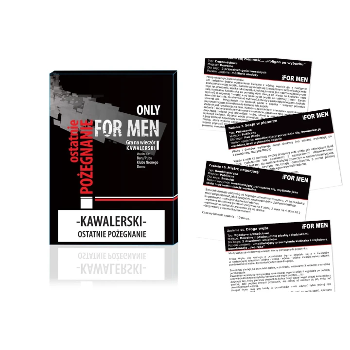 Gra imprezowa "Ostatnie pożegnanie" - Wieczór Kawalerski, 12 zadań, 40% adrenaliny