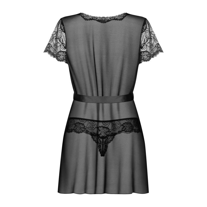 Peniuar i stringi OBSESSIVE Alluria, koronkowy, prześwitujący, S/M